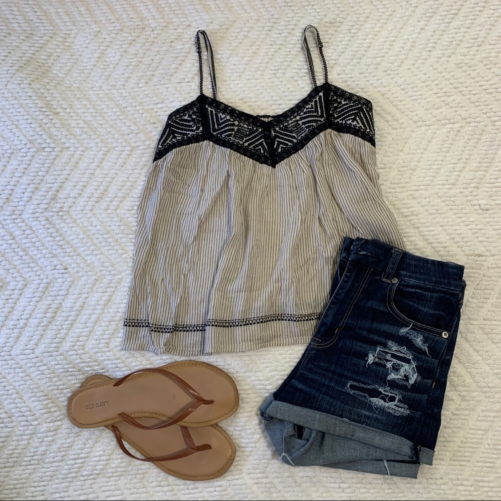 American Eagle Lace-Trim Tank Top